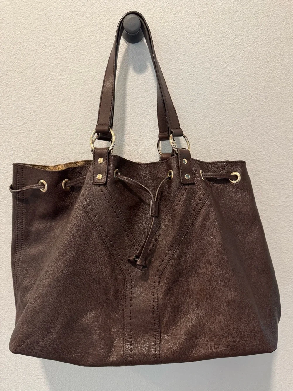 Yves Saint Laurent calf skin reversible, double sac Y tote. Bronze and Chocolate - Picture 7 of 14